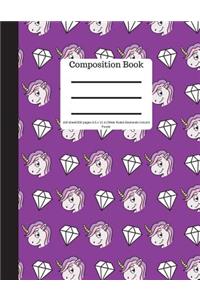 Composition Book 100 Sheet/200 Pages 8.5 X 11 In.-Wide Ruled-Diamonds Unicorn