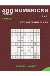 400 NUMBRICKS puzzles 9 x 9 + BONUS 250 LABYRINTH 25 x 25