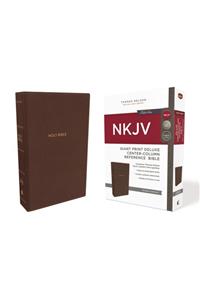 NKJV, Deluxe Reference Bible, Center-Column Giant Print, Imitation Leather, Brown, Red Letter Edition, Comfort Print