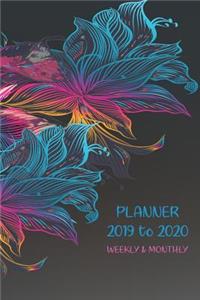 Academic Planner At A Glance Neon Floral Design