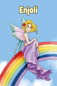 Enjoli: Personalized Composition Notebook - Wide Ruled (Lined) Journal. Rainbow Fairy Cartoon Cover. For Grade Students, Elementary, Primary, Middle School,