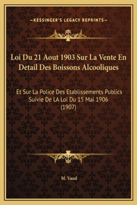 Loi Du 21 Aout 1903 Sur La Vente En Detail Des Boissons Alcooliques
