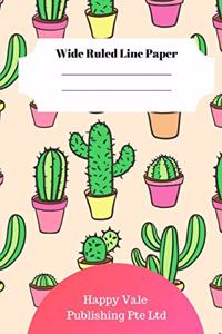 Cute Cactus Theme Wide Ruled Line Paper