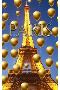 paris Eiffel Tower blue sky Gold Balloons blank journal