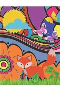 Fox and Butterflys: Bright, Colorful, Fun, Blank Combo Combination Notebook/Journal Hybrid. Use This Fun Journal for School Work, or as a Private Journal, Diary, or Dre