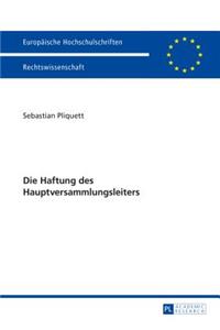 Die Haftung Des Hauptversammlungsleiters