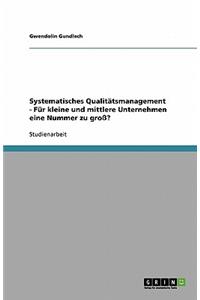 Systematisches Qualitätsmanagement - Für kleine und mittlere Unternehmen eine Nummer zu groß?