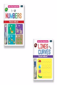 Write & Clean Reusable book - Set of 2 Books - Numbers, Lines & Curves