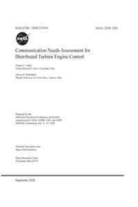 Communication Needs Assessment for Distributed Turbine Engine Control