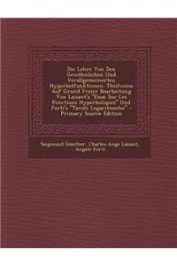 Die Lehre Von Den Gewohnlichen Und Verallgemeinerten Hyperbelfunktionen