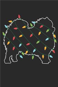 Pomeranian with Christmas Lights - Christmas Notebook - Pomeranian Diary - Dog Journal - Christmas Gift for Dog Lover