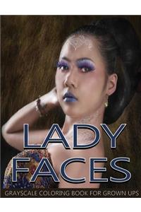 Lady Faces Grayscale Coloring Book For Grown Ups Vol.15