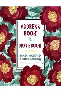 Address Book & Notebook Large Print - Names Addresses & Phone Numbers