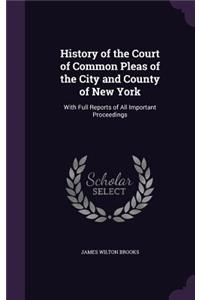 History of the Court of Common Pleas of the City and County of New York