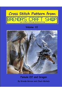 Female Elf and Dragon Cross Stitch Pattern