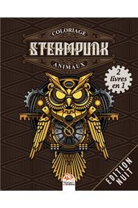 Coloriage Steampunk Animaux - 2 livres en 1 - Edition nuit