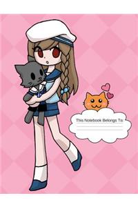 Anime Sailor Girl Wide Ruled Composition Books/ Notebooks