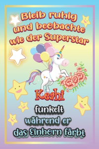 Bleib ruhig und beobachte wie Superstar Keahi funkelt während sie das Einhorn färbt