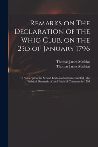 Remarks on The Declaration of the Whig Club, on the 23d of January 1796