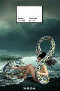 Notebook: The Snake Woman - Fantasy world college book diary journal booklet memo composition book 110 sheets - ruled paper 6x9 inch