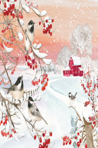 Snowy Songbirds Deluxe Boxed Holiday Cards (20 Cards, 21 Self-Sealing Envelopes)