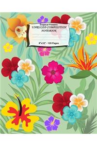 Tropical Flowers Unruled Composition Notebook