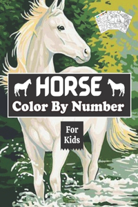 Horse Color By Number For Kids Ages 4-8