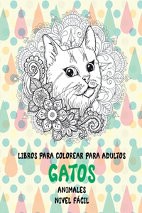 Libros para colorear para adultos - Nivel fácil - Animales - Gatos