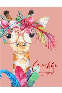 2020 2021 15 Months Giraffe Watercolor Daily Planner