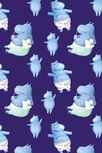 Journal Notebook Cute Hippos Pattern