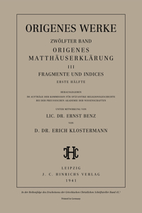 Werke, Band 12/1, Origenes Matthäuserklärung III