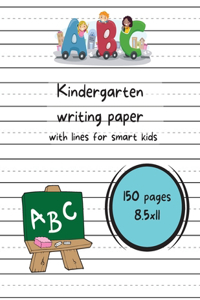 Kindergarten writing paper with lines for smart kids