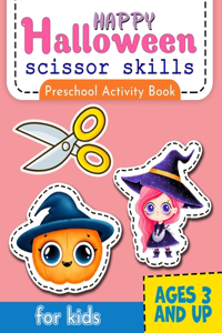 Happy Halloween Scissor Skills Preschool activity book for Kids
