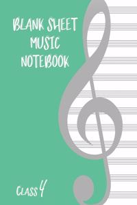 Blank Sheet Music Composition Manuscript Staff Paper Art Music CLASS 4 Notebook Birthday Gift