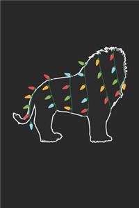 Lion with Christmas Lights - Christmas Notebook - Lion Diary - Animal Journal - Christmas Gift for Animal Lover