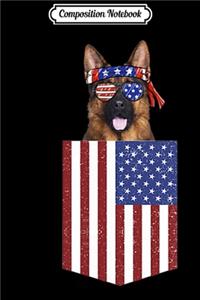 Composition Notebook: German Shepherd Pocket 4th of July American Flag Patriotic Premium Journal/Notebook Blank Lined Ruled 6x9 100 Pages