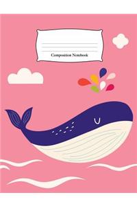 Composition Notebook: Blue Whale with Clouds Wide Ruled Notebook