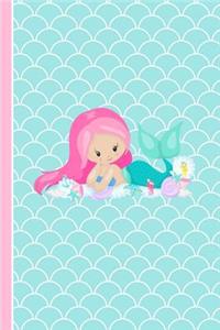 Cute Pink Hair Mermaid Girl and Friends Art Sketchbook Journal