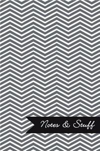 Notes & Stuff - Lined Notebook with Slate Grey Chevron Pattern Cover