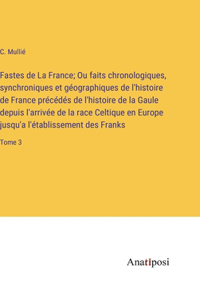 Fastes de La France; Ou faits chronologiques, synchroniques et géographiques de l'histoire de France précédés de l'histoire de la Gaule depuis l'arrivée de la race Celtique en Europe jusqu'a l'établissement des Franks