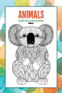 Mandala Coloring Book for Pens and Markers - Animals