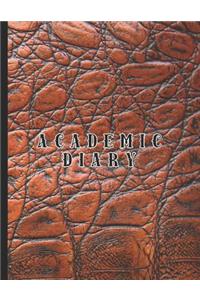 Academic diary: Large page per day academic organizer planner for all your educational organisation - Brown mock croc effect cover design