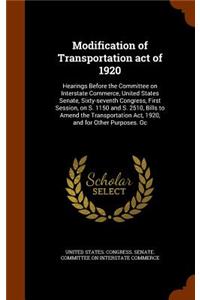 Modification of Transportation Act of 1920