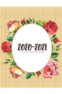 Daily Planner 2020-2021 Watercolor Roses Oval Frame 15 Months Gratitude Hourly Appointment Calendar