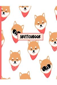 Sketchbook For Girls: Cute Little Shiba Inu Puppies Notebook For Sketching, Doodling Or Drawing ( Learn To Draw & Write Journal ) - Large Size 8.5 x 11, 109 White Blank P