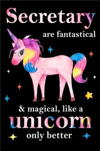 Secretary are fantastical & magical, like a unicorn only better, employee appreciation notebook
