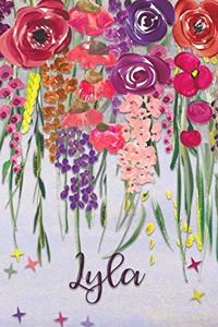 Lyla: Personalized Lined Journal - Colorful Floral Waterfall (Customized Name Gifts)