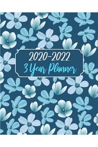 2020-2022 3 Year Planner: Beauty Blue Floral, 36 Months Calendar Agenda Schedule Organizer Business Planners and Journal January 2020 to December 20222 With Holidays and insp