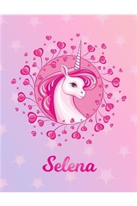 Selena: Unicorn Sheet Music Note Manuscript Notebook Paper - Magical Horse Personalized Letter S Initial Custom First Name Cover - Musician Composer Instrum