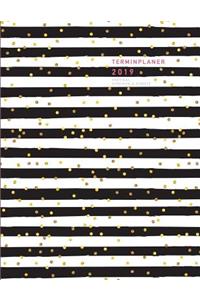 Terminplaner 2019 Vertikal, Streifen & Punkte